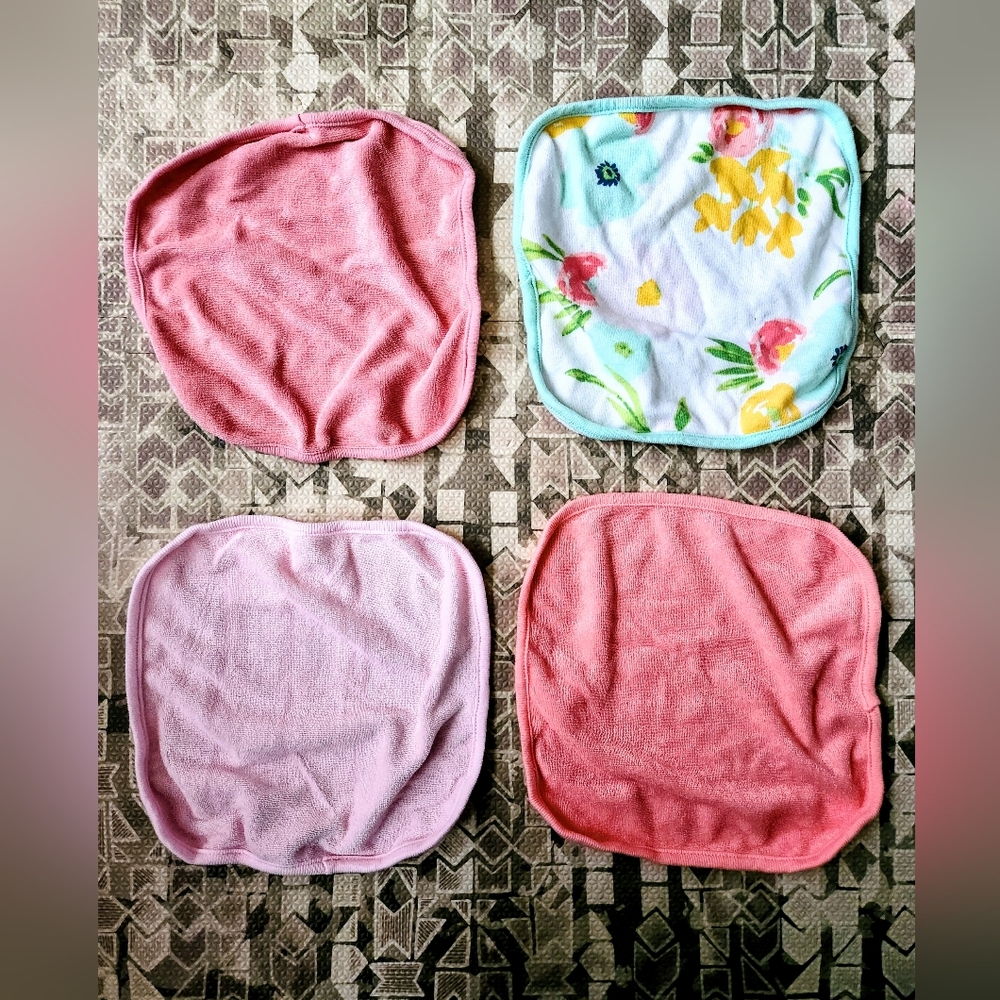 NWOT Set of 4 Cloud Island Pink and Floral Infant Burp Cloths